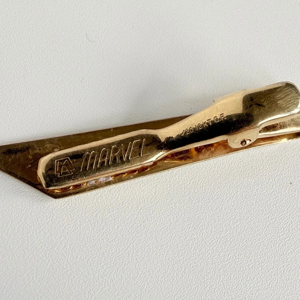 Vintage Marvel 1/20 12K Gold‎ Filled Etched Scroll Mens Tie Clip Bar